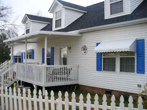 White Patio Cover and Step Down Awnings